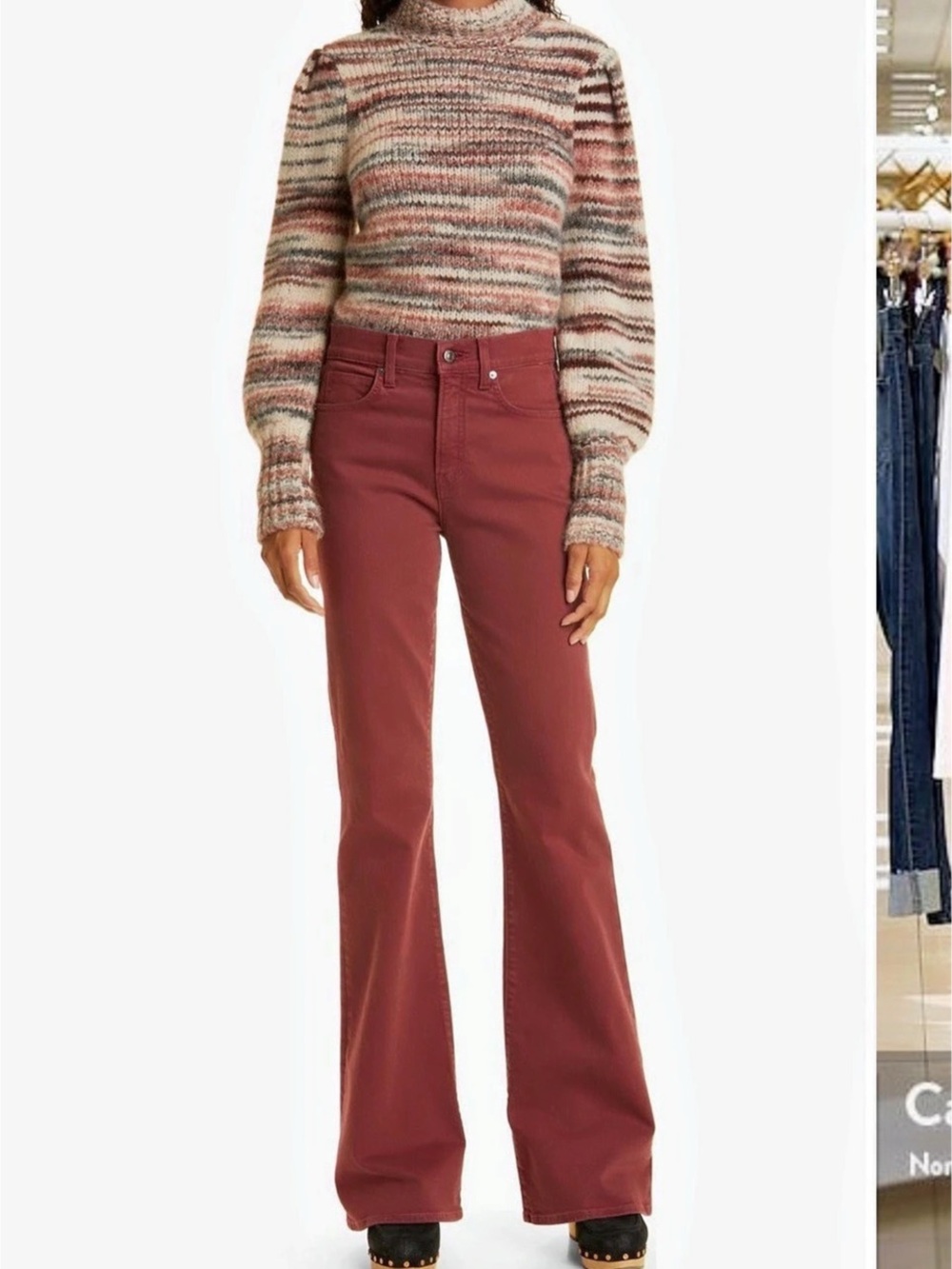 Veronica Beard Alston Mock Neck Sweater Brown & Pink